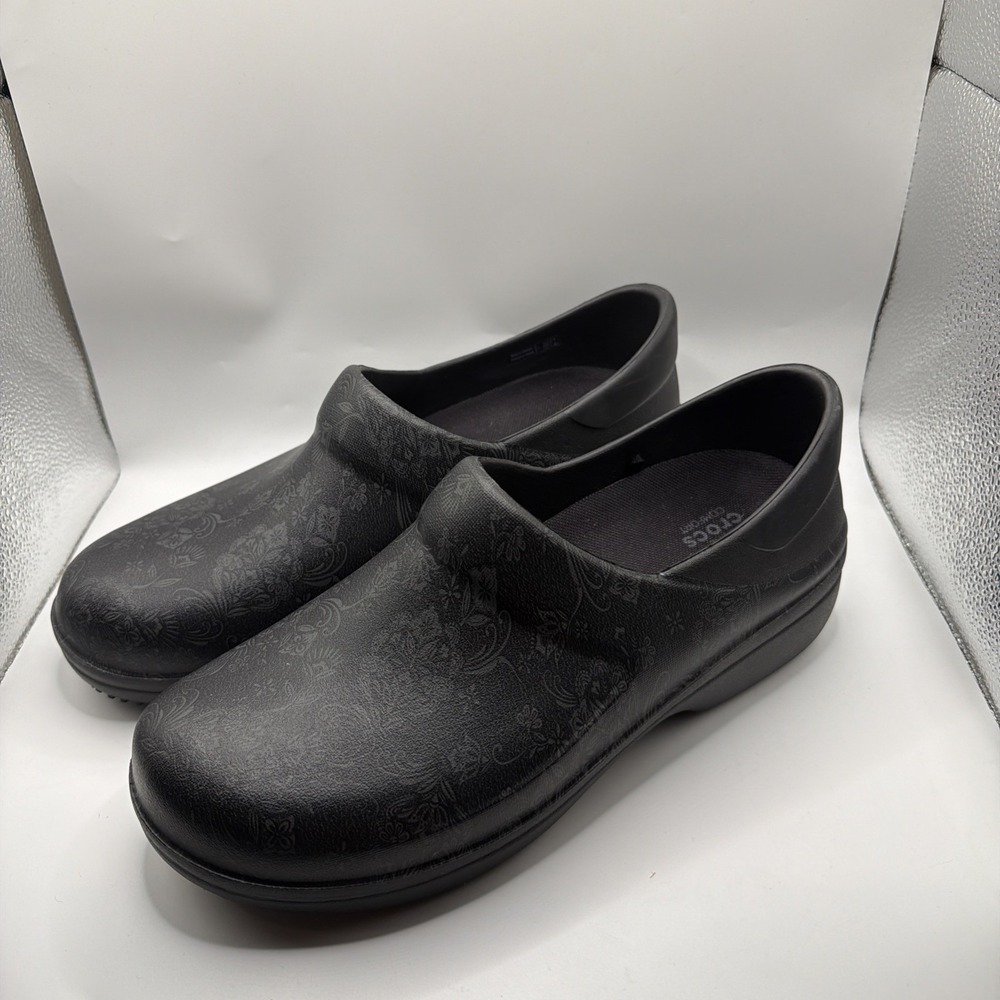 Crocs Neria Pro II Black Floral Clogs Shoes Size Wmns 11